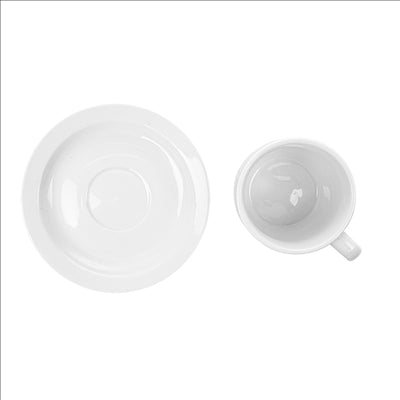 TASSES CAFÉ + SOUCOUPES 250 ML Ø8,8x6,5 CM BLANC PORCELAINE (12 UNITÉS)