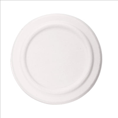 COUVERCLES POUR POTS 228.86 'BIONIC'  Ø 12x1,2 CM BLANC BAGASSE (500 UNITÉS)