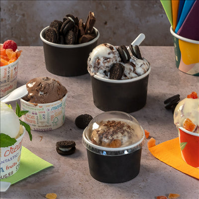 POTS À GLACES 300 ML 250 + 18 PE G/M2 Ø10x5,5 CM NOIR CARTON (2000 UNITÉS)