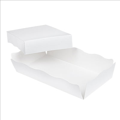 PLATEAUX + COUVERCLE 'THEPACK' 230 G/M2 19,5x11x4,5 CM BLANC CARTON ONDULÉ NANO-MICRO (200 UNITÉS)