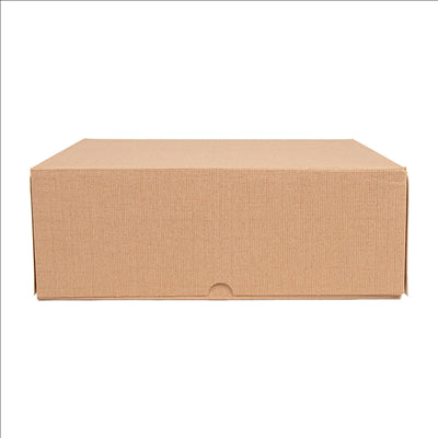 BOÎTES PATISSERIES SANS FENÊTRE 'THEPACK' 240 G/M2 28x28x10 CM NATUREL CARTON ONDULÉ NANO-MICRO (100 UNITÉS)