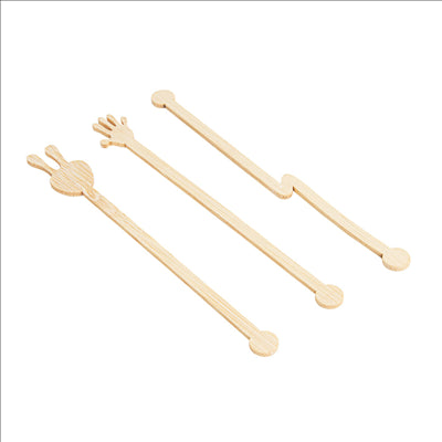 AGITATEURS ASSORTIES  14 CM NATUREL BAMBOU (100 UNITÉS)