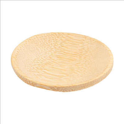 MINI ASSIETTES RONDES  Ø 6 CM NATUREL BAMBOU (24 UNITÉS)