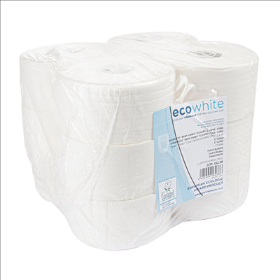 HYGIÉNIQUE "BABY JUMBO" ECOLABEL 2 PLIS - 0,5KG  17 G/M2 Ø19,5x9,5 CM BLANC OUATE (12 UNITÉS)