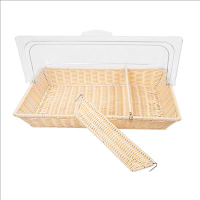 CORBEILLE SIMILAIRE OSIER AVEC COUPOLE GN 1/1  53,5x33,5x28 CM BEIGE PP (1 UNITÉ)