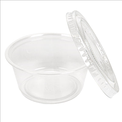 50 PETITS POTS + 50 COUVERCLES 100 ML Ø7,4x3,5 CM TRANSPARENT PP (24 UNITÉS)