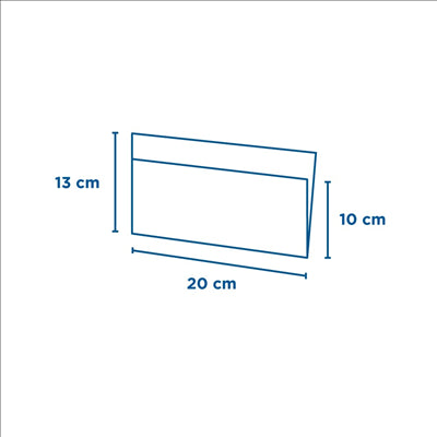 SACHETS OUVERTS BROCHETTES, HOT DOGS 'OPEN PACK' 35 G/M2 + 10 LDPE 20x13/10 CM BLANC KRAFT (100 UNITÉS)