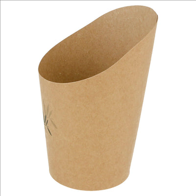 GOBELETS A FRITES OUVERTS 'FEEL GREEN' 9 OZ - 270 ML 200 + 25PE G/M2 Ø7x10,5 CM MARRON CARTON (100 UNITÉS)