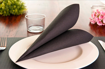 SERVIETTES ECOLABEL 'DOUBLE POINT' 18 G/M2 39x39 CM NOIR OUATE (1200 UNITÉS)