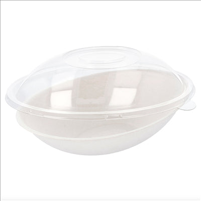 BOLS OVALES + COUVERCLES 'BIONIC'  22x13,5x5,5+4,5 CM BLANC BAGASSE (100 UNITÉS)