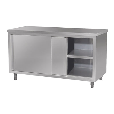 TABLE AVEC PORTES  120x60x85 CM ARGENTE INOX (1 UNITÉ)