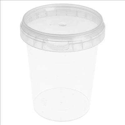 RÉCIPIENTS INVIOLABLES + COUVERCLES 520 ML Ø 9,5x11,7 CM TRANSPARENT PP (400 UNITÉS)