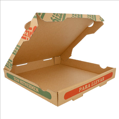 BOÎTES PIZZA MICROCANNELURE 100% VIERGE  310 G/M2 26x26x3,5 CM NATUREL CARTON (100 UNITÉS)