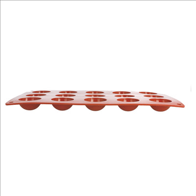 MOULE DEMI SPHÈRE Ø 4x2 CM  17,5x30 CM ROUGE SILICONE (1 UNITÉ)