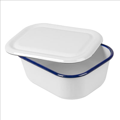 RÉCIPIENTS AVEC COUVERCLE 'ENAMELWARE' 2100 ML 23,5x19x9 CM BLANC ACIER ÉMAILLÉ (3 UNITÉS)