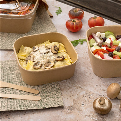 RÉCIPIENTS CARRÉS 1000 ML 320 + 26 PE G/M2 16,7x16,7x5,5 CM NATUREL KRAFT (300 UNITÉS)