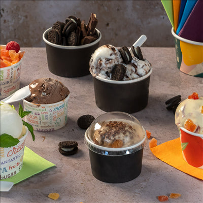 POTS À GLACES 90 ML 210 + 18PE G/M2 Ø 7,2x4 CM NOIR CARTON (2000 UNITÉS)