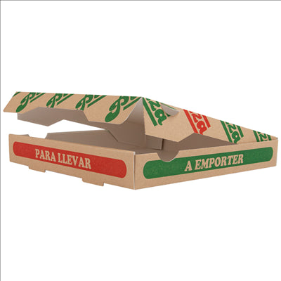 BOÎTES PIZZA 'THEPACK' 330 G/M2 26x26x3,8 CM NATUREL CARTON ONDULÉ MICROCANAL (100 UNITÉS)