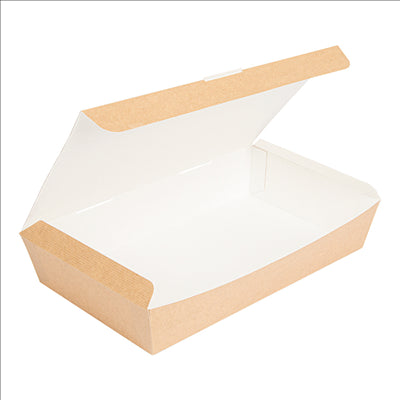 BOÎTES "LUNCH BOX" COUVERCLES 'THEPACK' 1700 ML (54 oz) 220 G/M2 27,5x16,5x5 CM NATUREL CARTON ONDULÉ NANO-MICRO (240 UNITÉS)