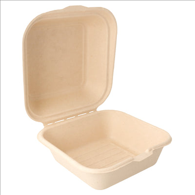 COQUILLES HAMBURGER 'BIONIC' 450 ML 15,2x15x8,4 CM NATUREL BAGASSE (600 UNITÉS)