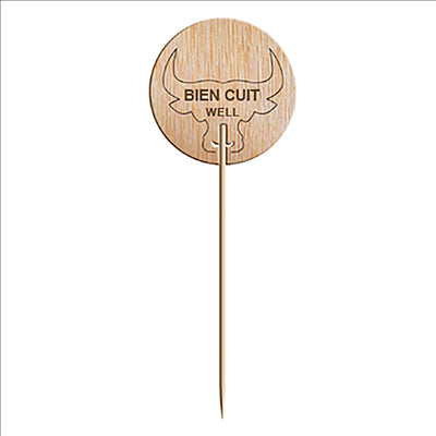 STEAK MARKER "BIEN CUIT"  9,5 CM NATUREL BOIS (100 UNITÉS)