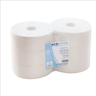 HYGIENIQUE "MAXI JUMBO" ECOLABEL 2 PLIS - 340 M  17 G/M2 Ø26x9,5 CM BLANC OUATE (6 UNITÉS)