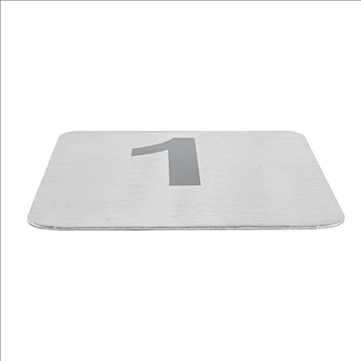 NUMÉROS DE TABLE DU 1 AU 25  9,5x8,8 CM ARGENTE INOX (1 UNITÉ)