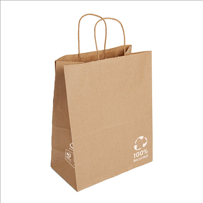 SACS SOS AVEC ANSES  80 G/M2 26+14x32 CM NATUREL KRAFT (250 UNITÉS)