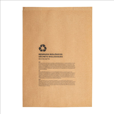 SACS COMPOSTABLES 8 L 70 G/M2 26+14x35 CM NATUREL KRAFT (500 UNITÉS)