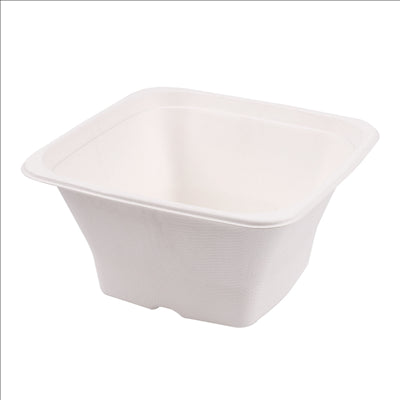 BOLS CARRÉS 'BIONIC' 1,2 L 18x18x9 CM BLANC BAGASSE (400 UNITÉS)