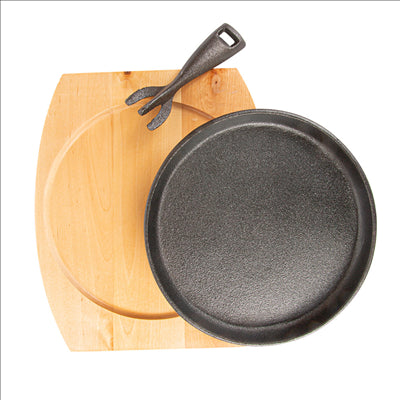 ASSIETTE CHAMPÊTRE + SUPPORT EN BOIS  Ø 22 CM NOIR FER (8 UNITÉS)
