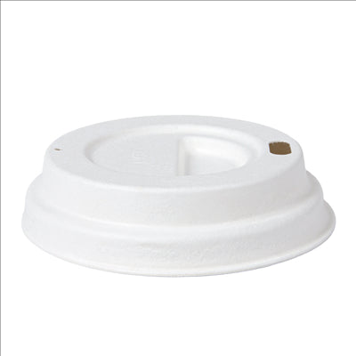 COUVERCLES POUR GOBELETS À CAFÉ 120 ML 'BIONIC'  Ø 6,2 CM BLANC BAGASSE (2000 UNITÉS)