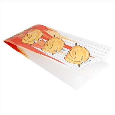 SACS POUR 1/2 POULET  40 G/M2 + 20µ PP 13+7,5x28 CM BLANC PAPIER (1000 UNITÉS)