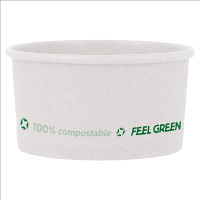 POTS À GLACES 'COMPOSTABLE' 300 ML 250 G/M2 Ø10x5,5 CM BLANC CARTON (2000 UNITÉS)