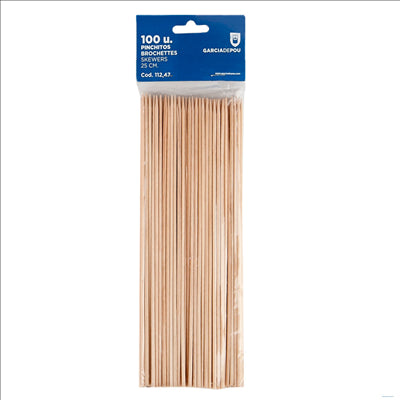 PIQUES BROCHETTES  25 CM NATUREL BOIS (1000 UNITÉS)