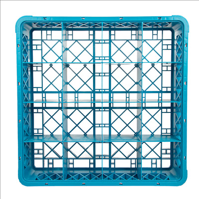 CASIER DE LAVAGE 16 COMPART. VERRES  50x50x10 CM BLEU PP (1 UNITÉ)