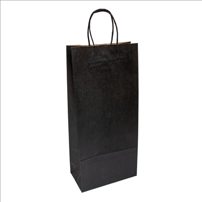 SACS SOS AVEC ANSES 2 BOTEILLES  100 G/M2 18+10x39 CM NOIR KRAFT (250 UNITÉS)