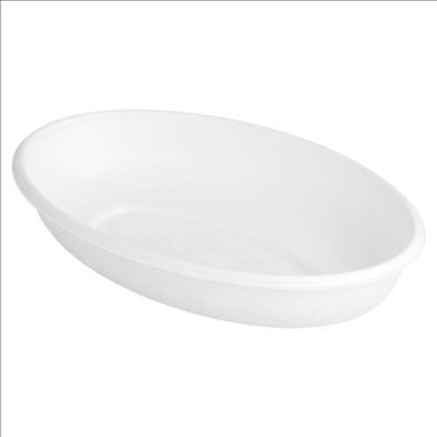 ASSIETTES OVALES 'BIONIC'  20,3x13,5x4 CM BLANC BAGASSE (300 UNITÉS)