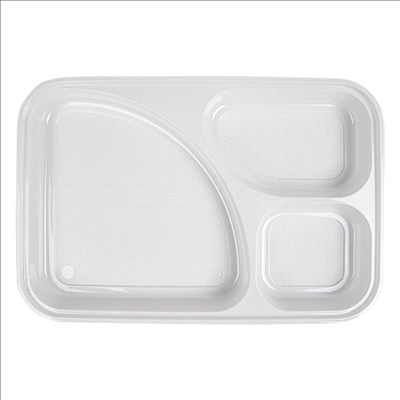 PLATEAUX REPAS EMPORTER, 3 COMP.  31,5x21 CM BLANC PS (400 UNITÉS)