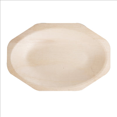 PLATEAUX OCTOGONALES 'WOOD'  20x13x2,5 CM NATUREL BOIS (200 UNITÉS)