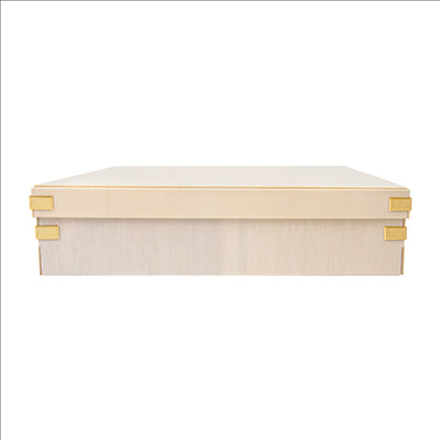 PLATEAUX RECTANGULAIRES AVEC COUVERCLE 'WOOD'  26x26x6,2 CM NATUREL BOIS (10 UNITÉS)