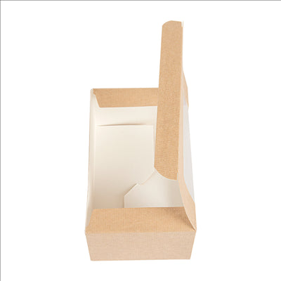 BOÎTES PÂTISSERIES AVEC FENÊTRE 'THEPACK' 240 G/M2 + OPP 18x11x8 CM NATUREL CARTON ONDULÉ NANO-MICRO (400 UNITÉS)