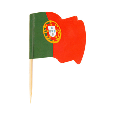 PETITS DRAPEAUX "PORTUGAL"  4x3/6,5 CM ASSORTI BOIS (144 UNITÉS)