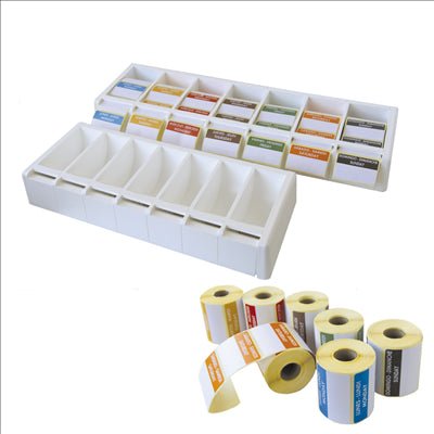 DISTRIBUTEUR POUR ÉTIQUETTES 7,5x5 CM  68,75x20x7,6 CM BLANC ABS (1 UNITÉ)