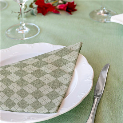 SERVIETTES 'LIKE LINEN - ARGYLE' 70 G/M2 40x40 CM VERT SPUNLACE (600 UNITÉS)