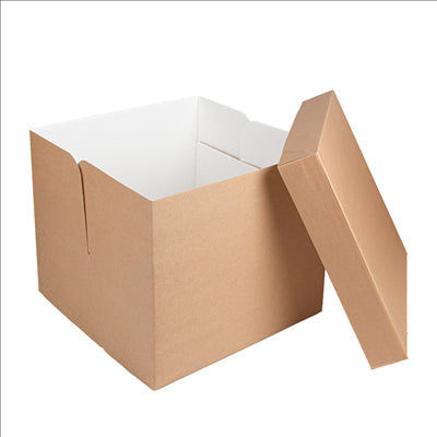 BOÎTES PATISSERIES HAUTES SANS FENÊTRE 'THEPACK' 320 G/M2 35,6x35,6x30,5 CM NATUREL CARTON ONDULÉ MICROCANAL (30 UNITÉS)