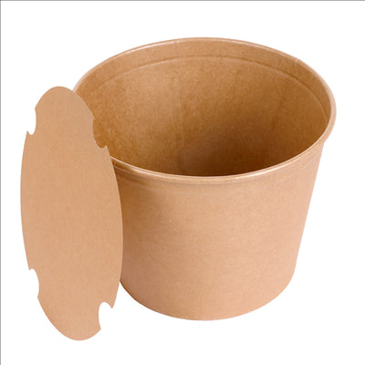 CONTAINERS POULET + COUVERCLES 4500 ML 337 + 18PE G/M2 Ø 21,6/16x16,6 CM NATUREL KRAFT (120 UNITÉS)