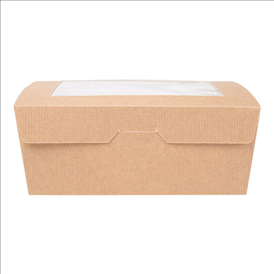 BOÎTES AVEC FENÊTRE 'THEPACK' 1350 ML 220 G/M2 + OPP 15,3x12,1x6,4 CM NATUREL CARTON ONDULÉ NANO-MICRO (200 UNITÉS)