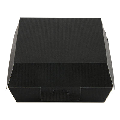 BOÎTES HAMBURGER 'THEPACK' 230 G/M2 14,2x13,7x6,1 CM (L) NOIR CARTON ONDULÉ NANO-MICRO (500 UNITÉS)