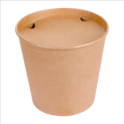CONTAINERS POULET + COUVERCLES 5100 ML 337 + 18PE G/M2 Ø 22/16,3x20,9 CM NATUREL KRAFT (120 UNITÉS)